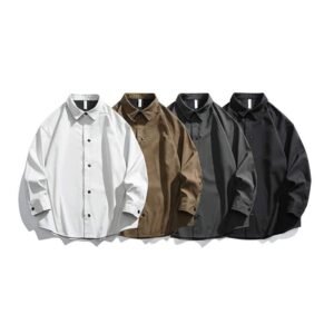 Blank Custom Logo Oversized Woven Casual Men's Solid Color Shirts – Bulk Manufacturer Supply