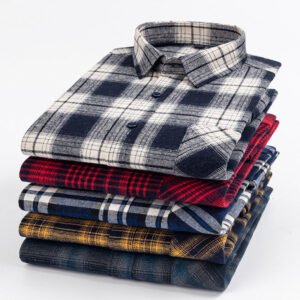 Blank Custom Logo Oversized Casual Woven Plaid Striped Shirts for Spring and Autumn – Bulk Manufacturer Supply