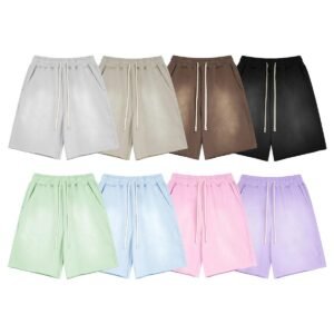 Blank Custom Logo Knitted Acid-Washed Casual Fashion Shorts – Bulk Manufacturer Supply