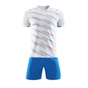 White and Blue Custom Logo Soccer Breathable Quick-Drying Kit | OEM Team Uniform Manufacturer