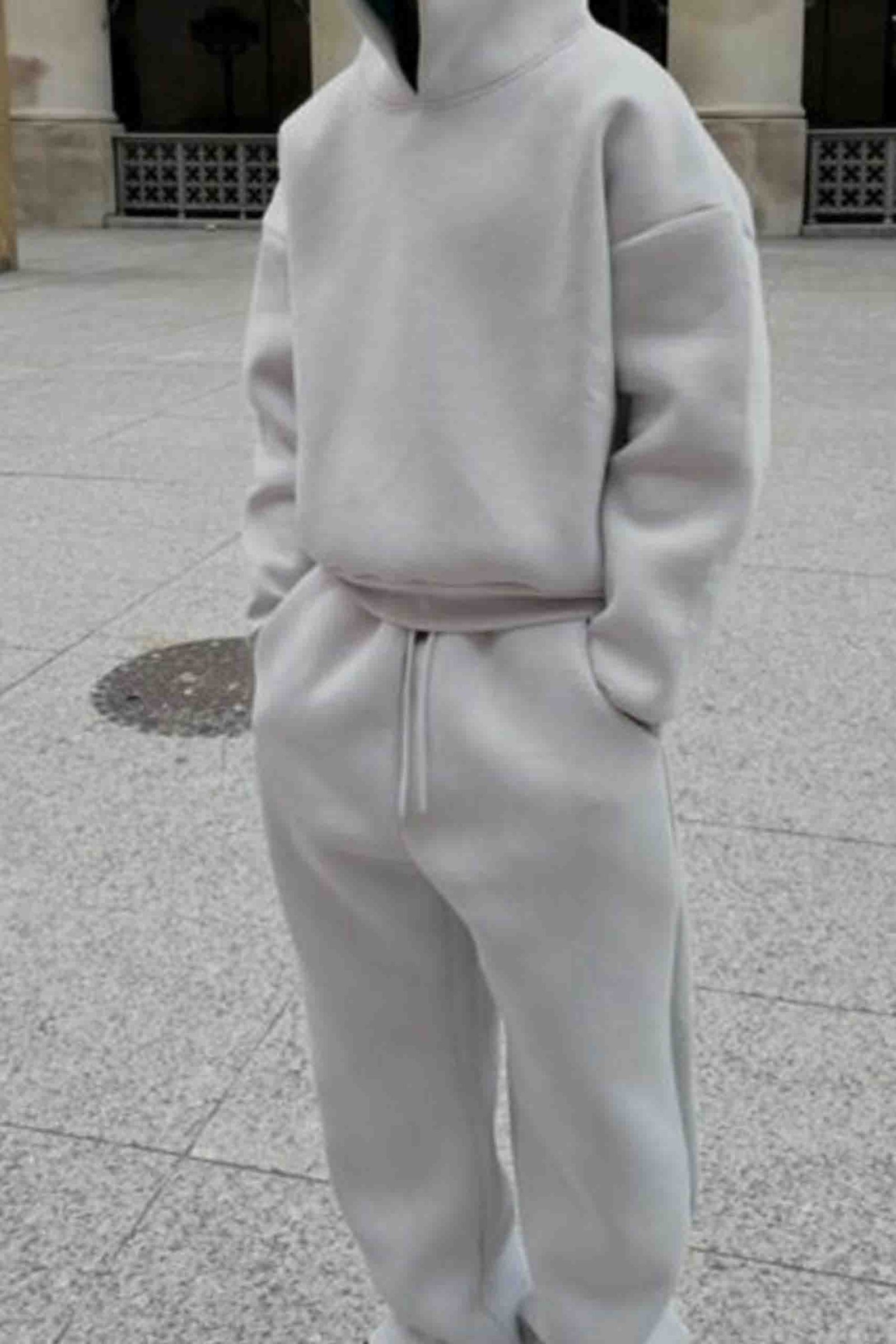 Pure white customizable high-quality hoodie set