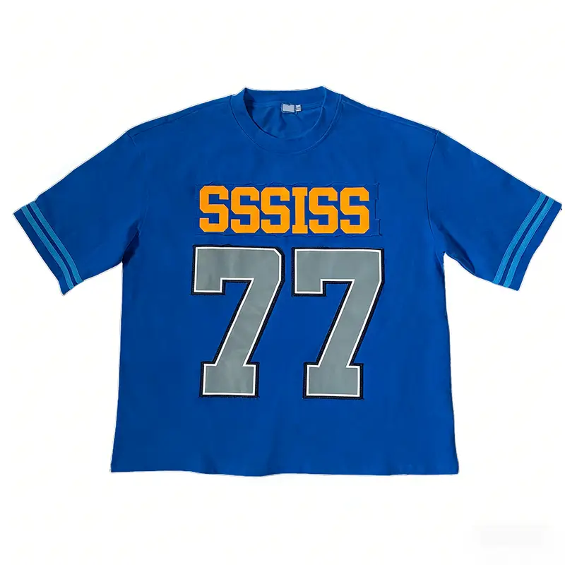 Custom Vintage Embroidery Patchwork Oversized T-shirt Manufacturer