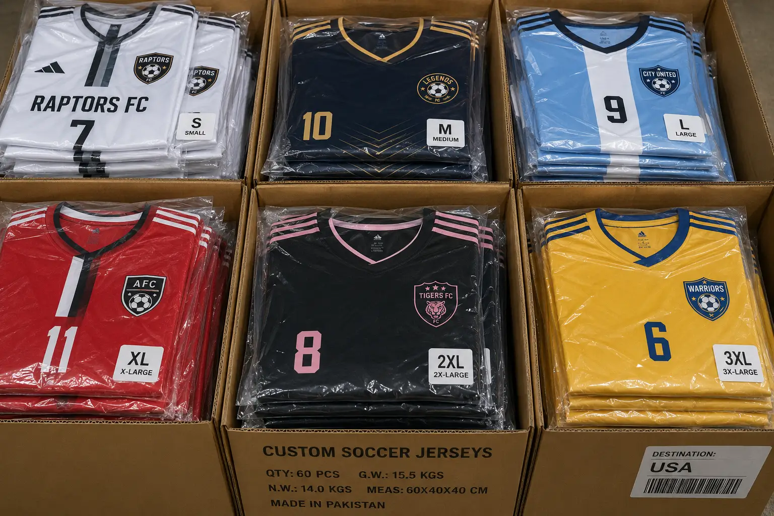 bulk custom soccer jerseys packaging for uniform distributors