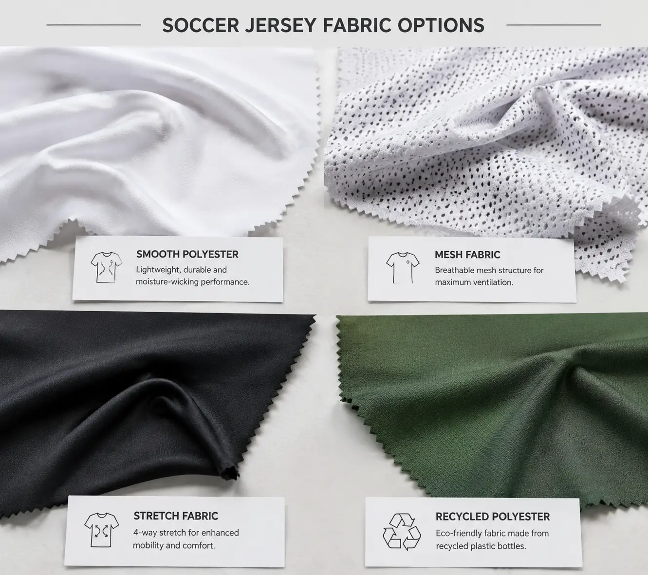 soccer jersey fabric options for custom school team uniforms