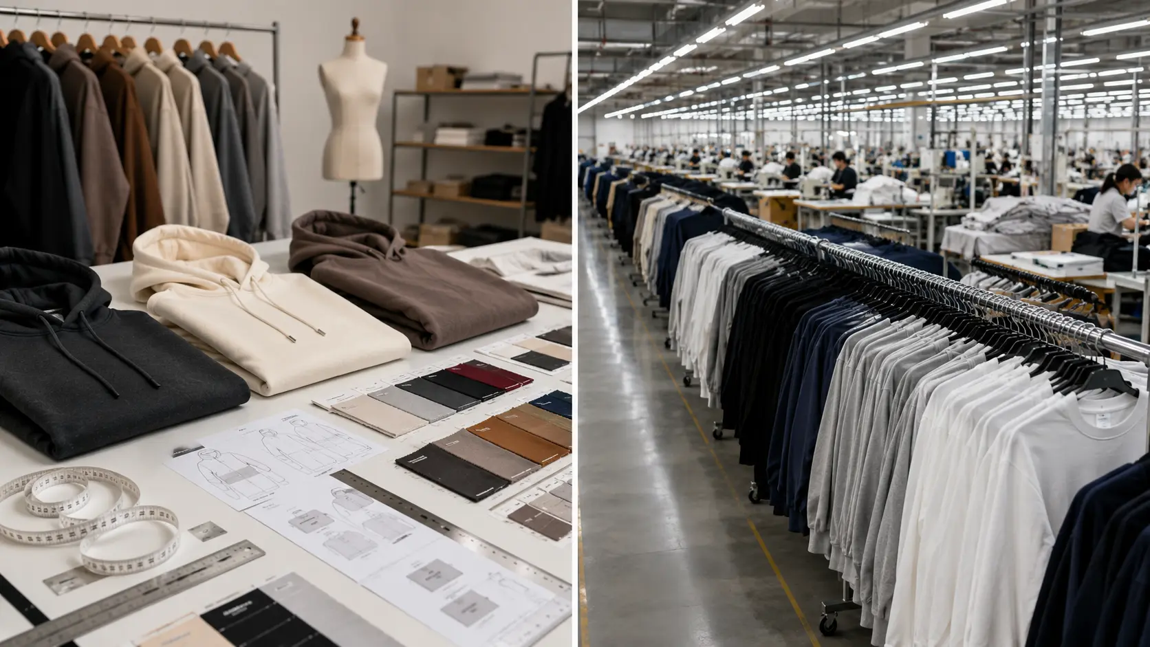 custom streetwear manufacturing vs fast fashion production comparison