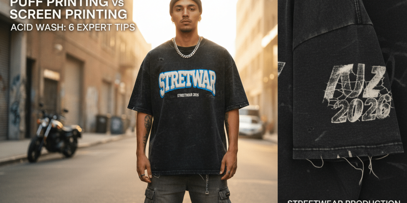 Puff Printing vs Screen Printing with Acid Wash: 6 Expert Tips for Streetwear Production in 2026